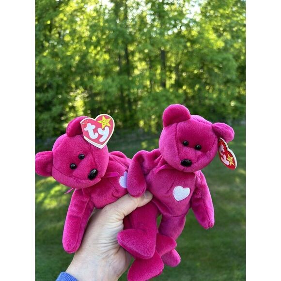 Ty Valentina the Red Bear Beanie Baby Twin Bundle (2) Rare With Tag Errors - Picture 10 of 10